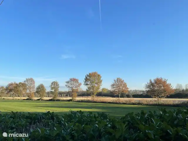 Herfstfoto vanuit tuin kijken over de weilanden